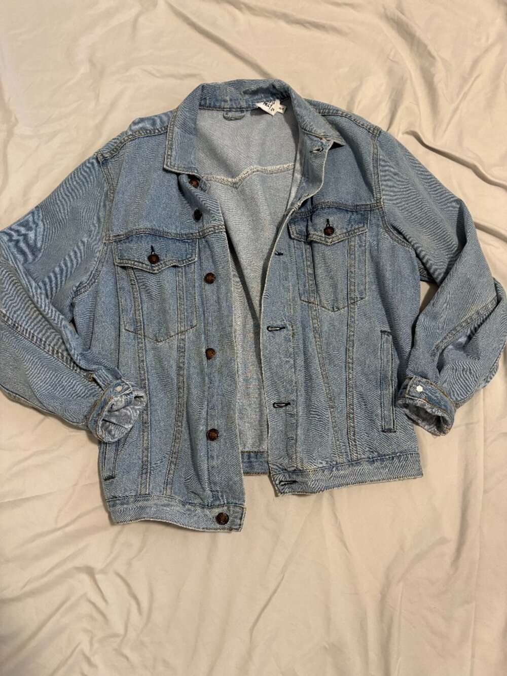 Princess Polly Light Wash Denim Jacket (oversized) - size small